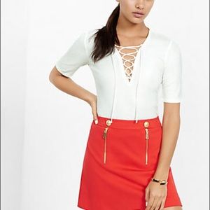 Express Ribbed Lace-up Tee